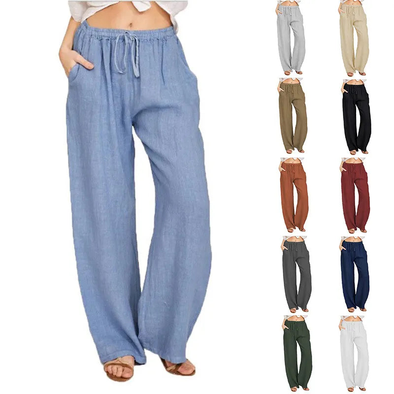 Ava Large Loose Cotton Hemp Casual Pants