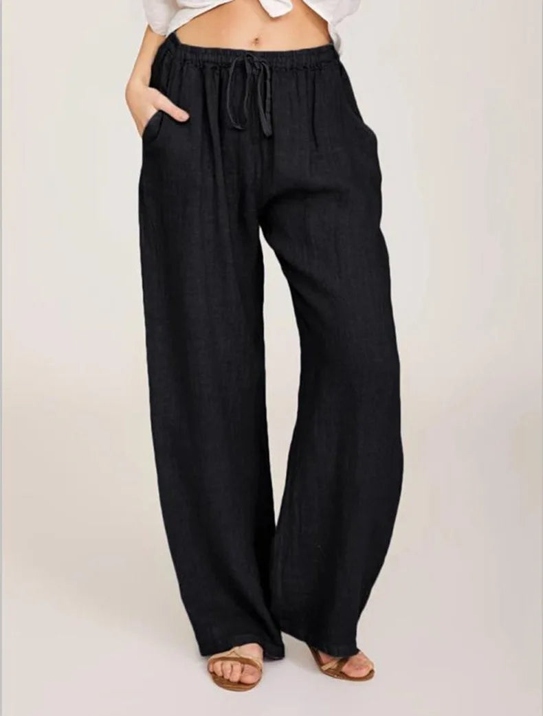 Ava Large Loose Cotton Hemp Casual Pants