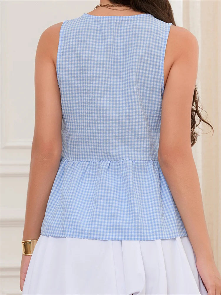 Grace Sleeveless V-neck Bow Tie-up Front